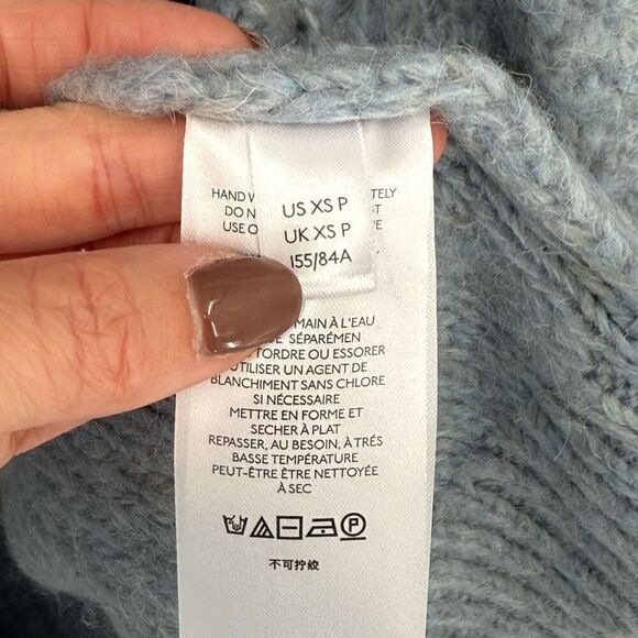 Anthropologie Nuria Cable Knit Cardigan Sweater Blue Women XS Petite Cozy Fuzzy - Picture 9 of 11